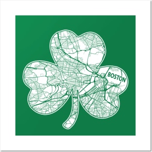 BOSTON SHAMROCK STREET MAP BOSTON IRISH ST PATTY Posters and Art